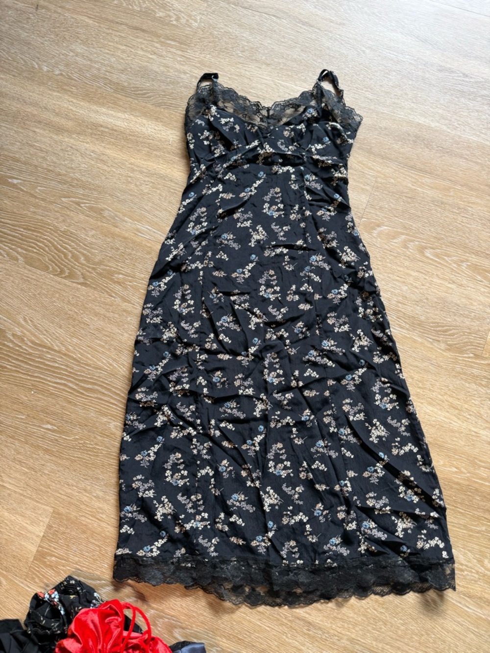 Black Floral Lace Slip Dress